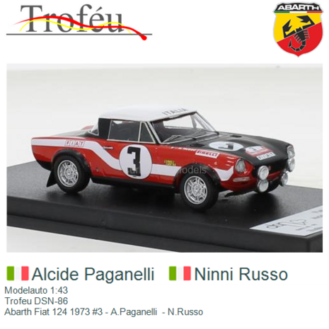 Modelauto 1:43 | Trofeu DSN-86 | Abarth Fiat 124 1973 #3 - A.Paganelli  - N.Russo