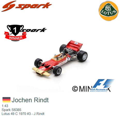 1:43 | Spark S6385 | Lotus 49 C 1970 #3 - J.Rindt