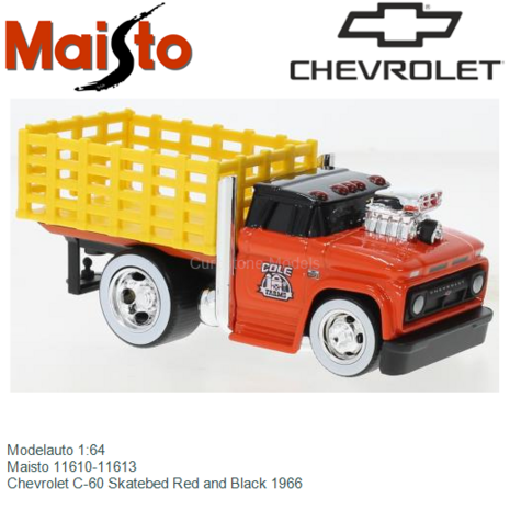 Modelauto 1:64 | Maisto 11610-11613 | Chevrolet C-60 Skatebed Red and Black 1966