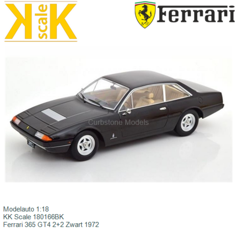 Modelauto 1:18 | KK Scale 180166BK | Ferrari 365 GT4 2+2 Zwart 1972