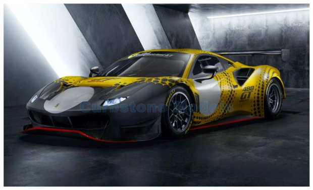 Modelauto 1:43 | Looksmart LSRC077 | Ferrari 488 GT Modificata Yellow / Black 2020