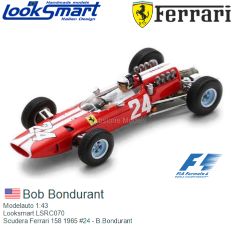 Modelauto 1:43 | Looksmart LSRC070 | Scudera Ferrari 158 1965 #24 - B.Bondurant