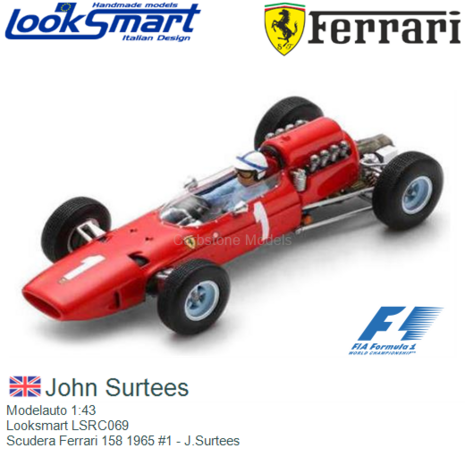 Modelauto 1:43 | Looksmart LSRC069 | Scudera Ferrari 158 1965 #1 - J.Surtees