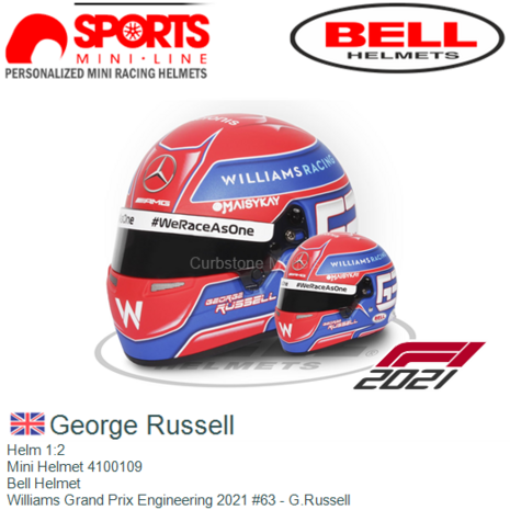 Helm 1:2 | Mini Helmet 4100109 | Bell Helmet | Williams Grand Prix Engineering 2021 #63 - G.Russell