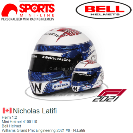 Helm 1:2 | Mini Helmet 4100110 | Bell Helmet | Williams Grand Prix Engineering 2021 #6 - N.Latifi