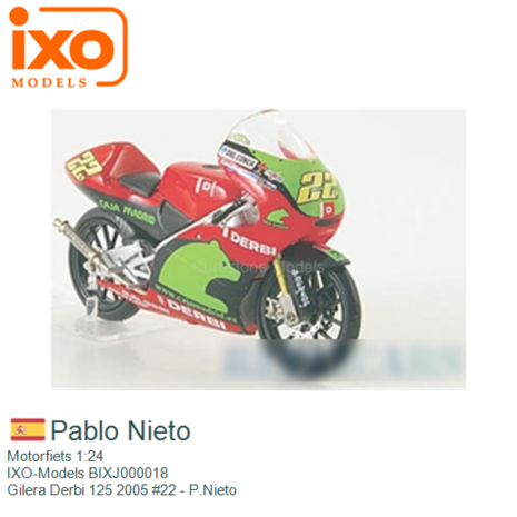 Motorfiets 1:24 | IXO-Models BIXJ000018 | Gilera Derbi 125 2005 #22 - P.Nieto