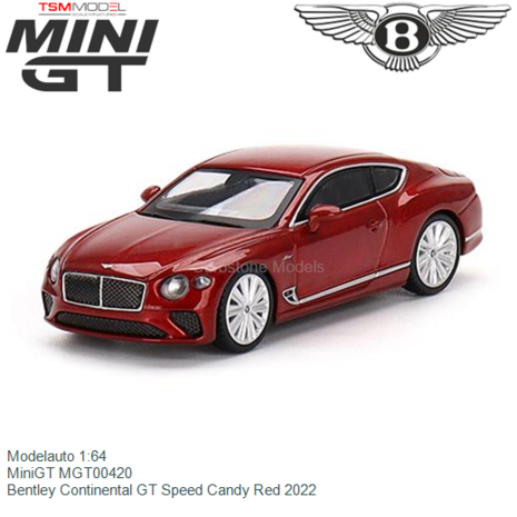 Modelauto 1:64 | MiniGT MGT00420 | Bentley Continental GT Speed Candy Red 2022