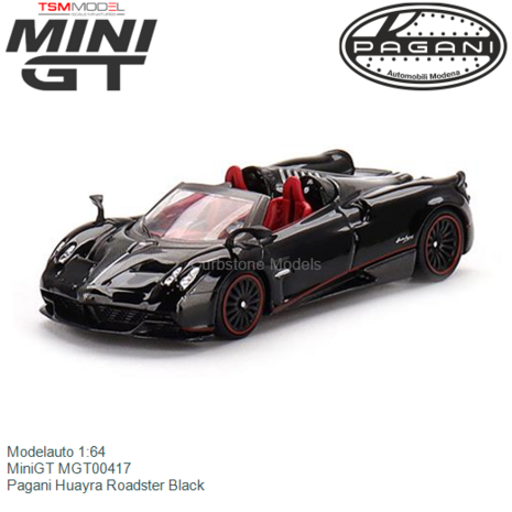Modelauto 1:64 | MiniGT MGT00417 | Pagani Huayra Roadster Black