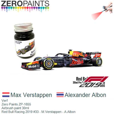 Verf  | Zero Paints ZP-1655 | Airbrush paint 30ml | Red Bull Racing 2019 #33 - M.Verstappen - A.Albon
