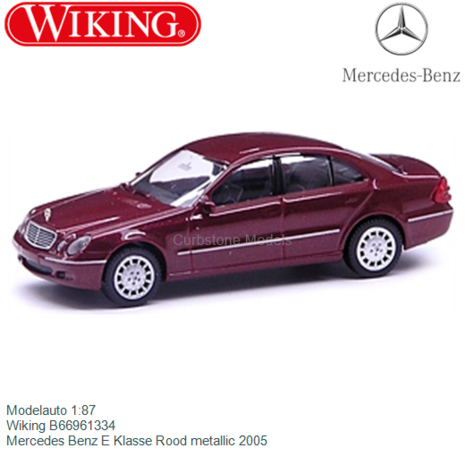 Modelauto 1:87 | Wiking B66961334 | Mercedes Benz E Klasse Rood metallic 2005