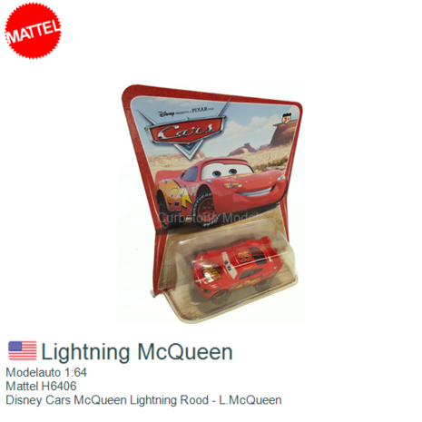 Modelauto 1:64 | Mattel H6406 | Disney Cars McQueen Lightning Rood - L.McQueen