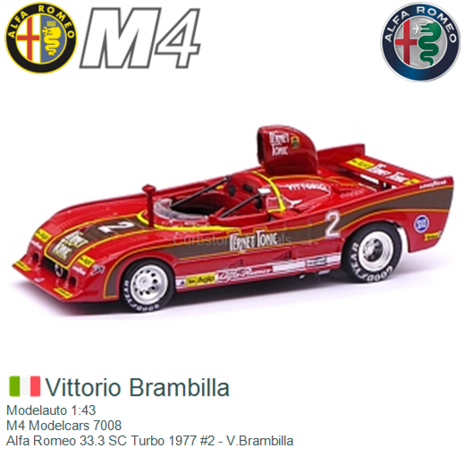 Modelauto 1:43 | M4 Modelcars 7008 | Alfa Romeo 33.3 SC Turbo 1977 #2 - V.Brambilla