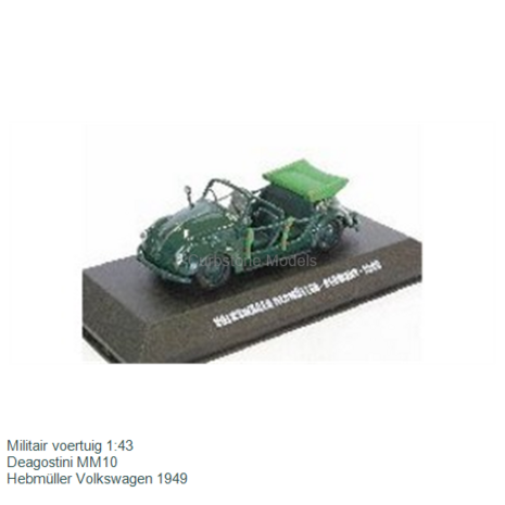 Militair voertuig 1:43 | Deagostini MM10 | Hebmüller Volkswagen 1949