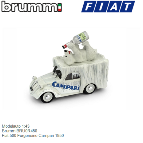 Modelauto 1:43 | Brumm BRU0R450 | Fiat 500 Furgoncino Campari 1950