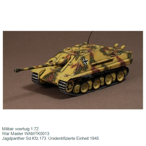 Militair voertuig 1:72 | War Master WAMTK0013 | Jagdpanther Sd.Kfz.173  Unidentifizierte Einheit 1945