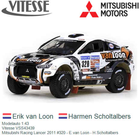 Modelauto 1:43 | Vitesse VSS43439 | Mitsubishi Racing Lancer 2011 #320 - E.van Loon - H.Scholtalbers