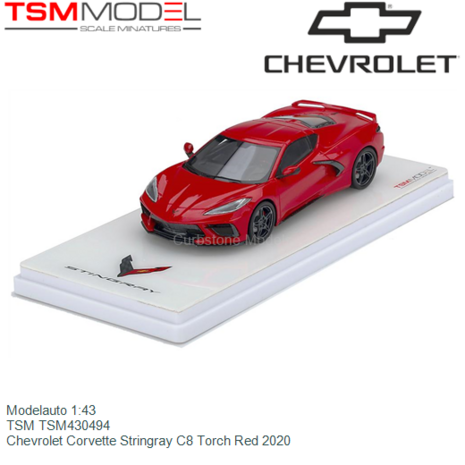 Modelauto 1:43 | TSM TSM430494 | Chevrolet Corvette Stringray C8 Torch Red 2020