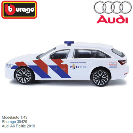 Modelauto 1:43 | Bburago 30429 | Audi A6 Politie 2019