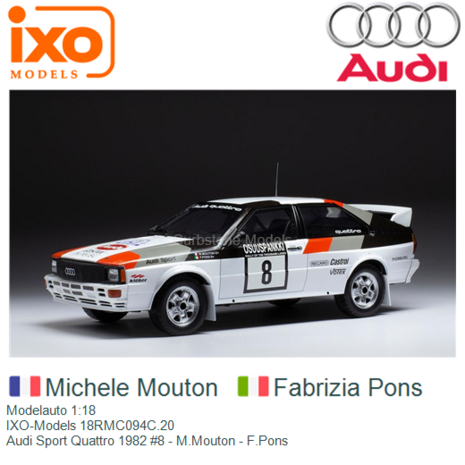 Modelauto 1:18 | IXO-Models 18RMC094C.20 | Audi Sport Quattro 1982 #8 - M.Mouton - F.Pons