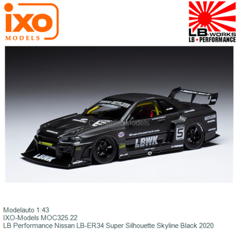 Modelauto 1:43 | IXO-Models MOC325.22 | LB Performance Nissan LB-ER34 Super Silhouette Skyline Black 2020