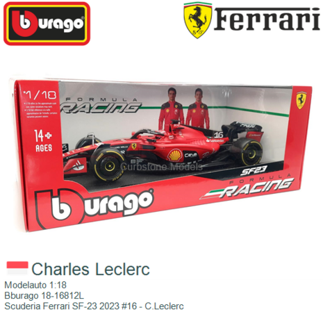Modelauto 1:18 | Bburago 18-16812L | Scuderia Ferrari SF-23 2023 #16 - C.Leclerc