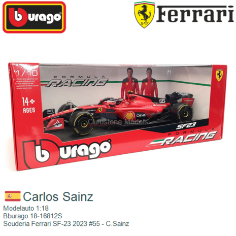Modelauto 1:18 | Bburago 18-16812S | Scuderia Ferrari SF-23 2023 #55 - C.Sainz