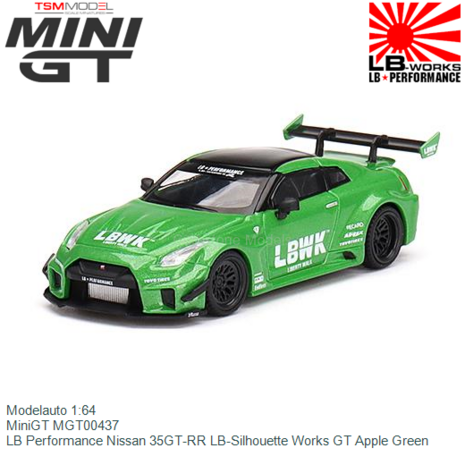 Modelauto 1:64 | MiniGT MGT00437 | LB Performance Nissan 35GT-RR LB-Silhouette Works GT Apple Green