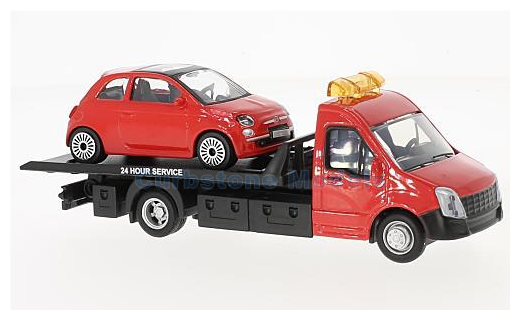 Modelauto 1:43 | Bburago 18-31402 | Iveco Daily Transporter with Fiat 500 Red