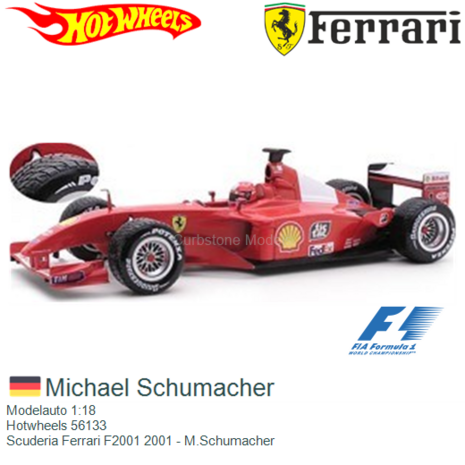 Modelauto 1:18 | Hotwheels 56133 | Scuderia Ferrari F2001 2001 - M.Schumacher