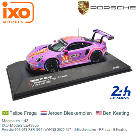 Modelauto 1:43 | IXO-Models LE43055 | Porsche 911 GT3 RSR (991) WYNNS 2020 #57 - J.Bleekemolen - F.Fraga - B.Keating
