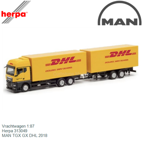 Vrachtwagen 1:87 | Herpa 313049 | MAN TGX GX DHL 2018