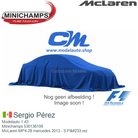 Modelauto 1:43 | Minichamps 530136106 | McLaren MP4-28 mercedes 2013 - S.P&#233;rez