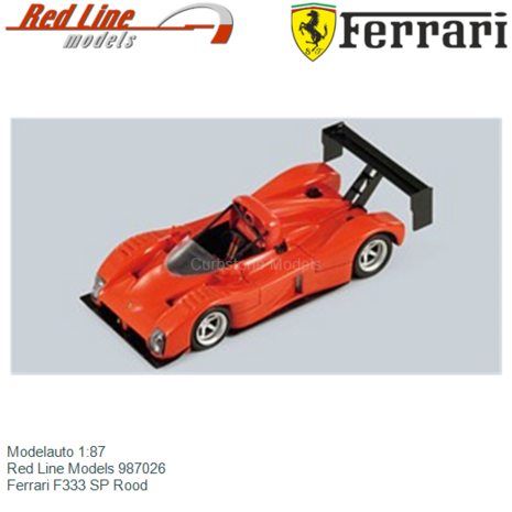 Modelauto 1:87 | Red Line Models 987026 | Ferrari F333 SP Rood
