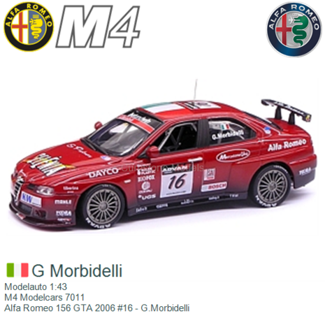 Modelauto 1:43 | M4 Modelcars 7011 | Alfa Romeo 156 GTA 2006 #16 - G.Morbidelli