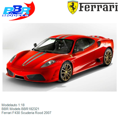 Modelauto 1:18 | BBR Models BBR182321 | Ferrari F430 Scuderia Rood 2007