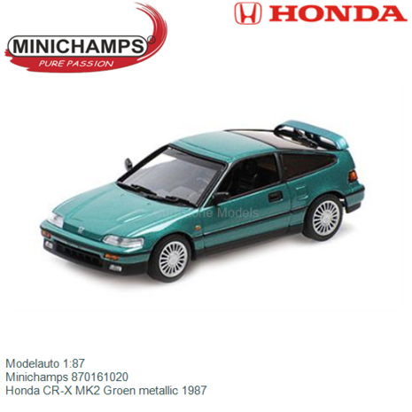 Modelauto 1:87 | Minichamps 870161020 | Honda CR-X MK2 Groen metallic 1987
