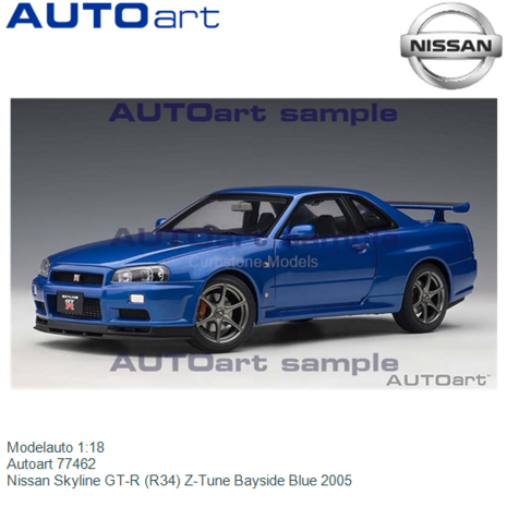 Modelauto 1:18 | Autoart 77462 | Nissan Skyline GT-R (R34) Z-Tune Bayside Blue 2005