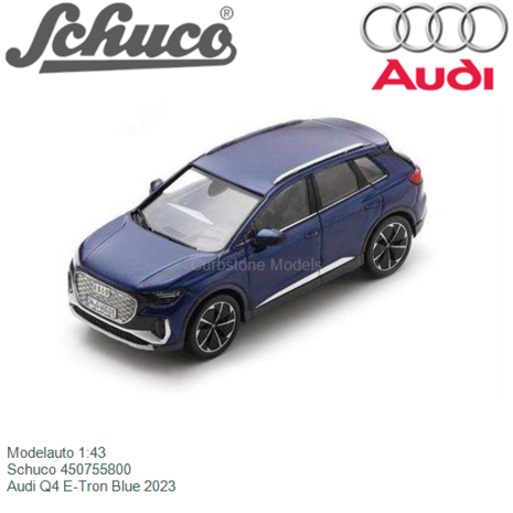 Modelauto 1:43 | Schuco 450755800 | Audi Q4 E-Tron Blue 2023