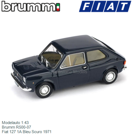 Modelauto 1:43 | Brumm R500-07 | Fiat 127 1A Bleu Scuro 1971