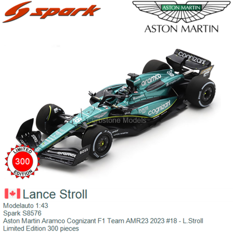 Modelauto 1:43 | Spark S8576 | Aston Martin Aramco Cognizant F1 Team AMR23 2023 #18 - L.Stroll