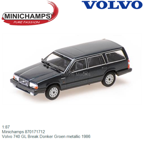 1:87 | Minichamps 870171712 | Volvo 740 GL Break Donker Groen metallic 1986