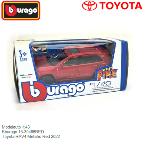 Modelauto 1:43 | Bburago 18-30466RED | Toyota RAV4 Metallic Red 2022