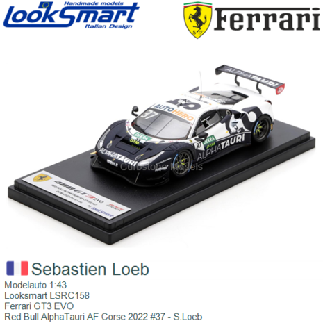 Modelauto 1:43 | Looksmart LSRC158 | Ferrari GT3 EVO | Red Bull AlphaTauri AF Corse 2022 #37 - S.Loeb