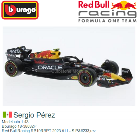 Modelauto 1:43 | Bburago 18-38082P | Red Bull Racing RB19RBPT 2023 #11 - S.P&#233;rez