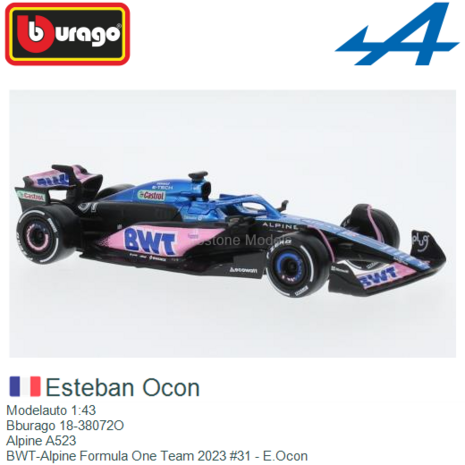 Modelauto 1:43 | Bburago 18-38072O | Alpine A523 | BWT-Alpine Formula One Team 2023 #31 - E.Ocon