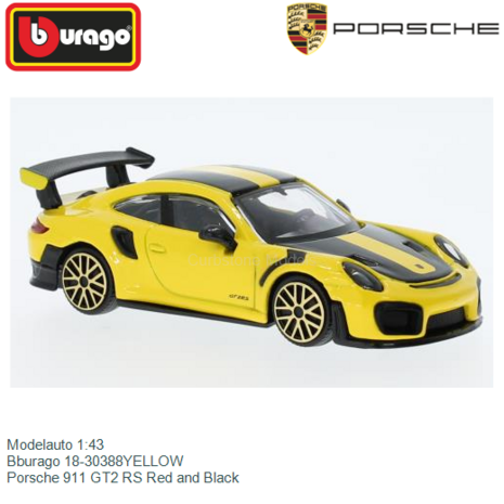 Modelauto 1:43 | Bburago 18-30388YELLOW | Porsche 911 GT2 RS Red and Black