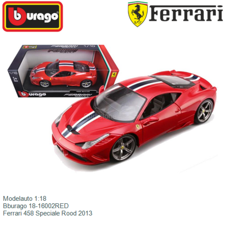 Modelauto 1:18 | Bburago 18-16002RED | Ferrari 458 Speciale Rood 2013