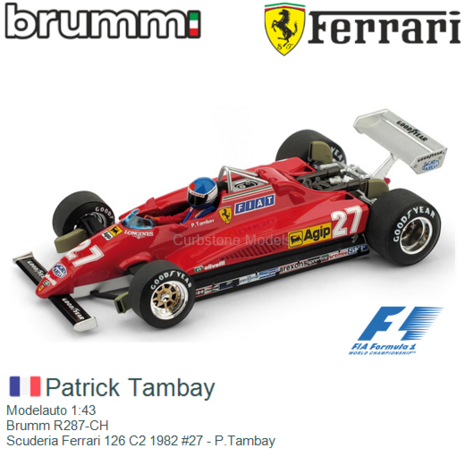 Modelauto 1:43 | Brumm R287-CH | Scuderia Ferrari 126 C2 1982 #27 - P.Tambay