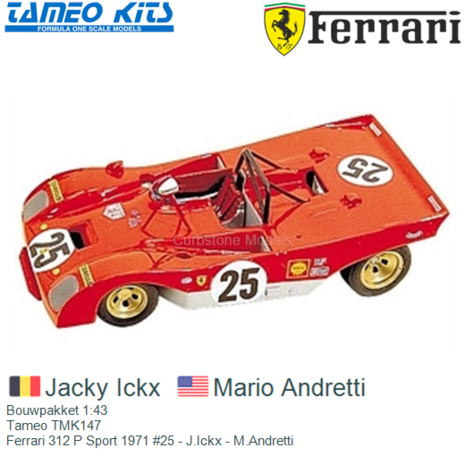 Bouwpakket 1:43 | Tameo TMK147 | Ferrari 312 P Sport 1971 #25 - J.Ickx - M.Andretti