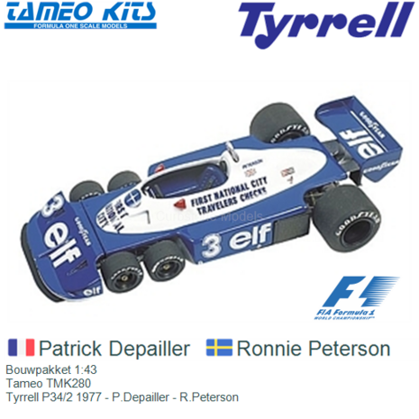 Bouwpakket 1:43 | Tameo TMK280 | Tyrrell P34/2 1977 - P.Depailler - R.Peterson